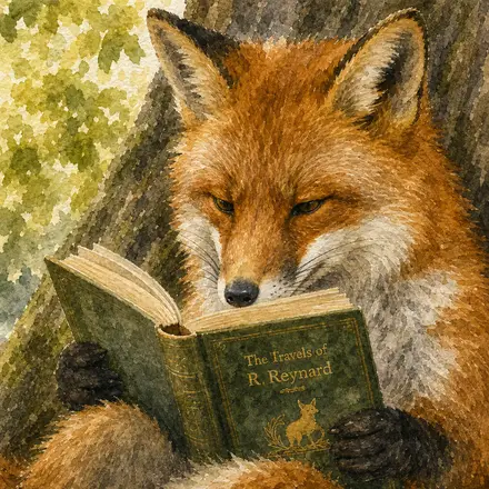 The watercolor fox in a tight close-up, filling the frame